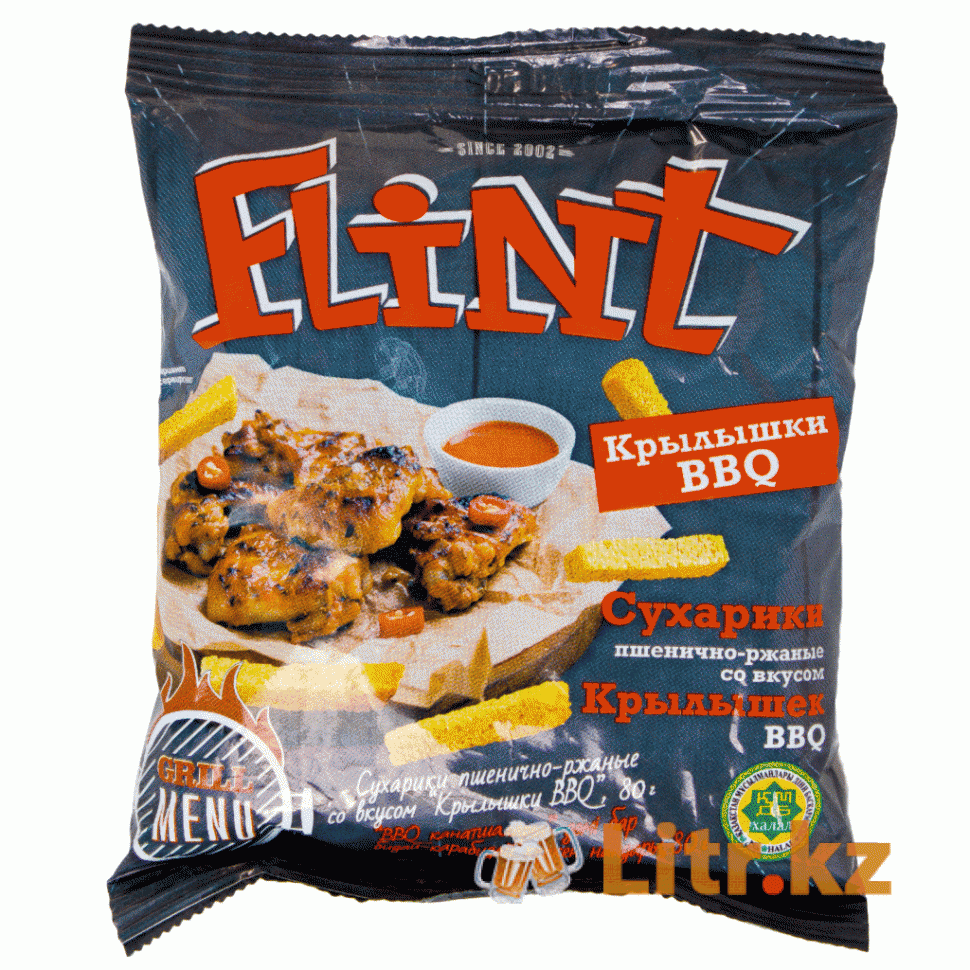 Сухарики «Flint»  со вкусом крылешек BBQ 80 грамм
