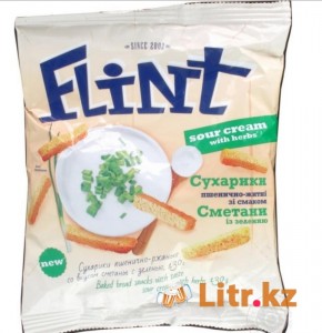 Сухарики «Flint»  со вкусом сметаны с зеленью 80 грамм
