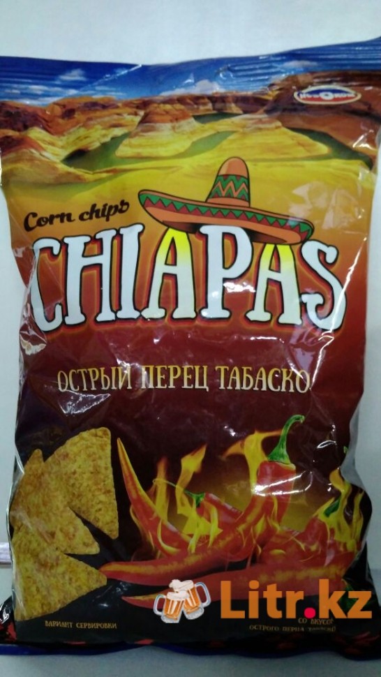 Кукурузные чипсы "CHIAPAS" Острый перец Табаско 150 грамм